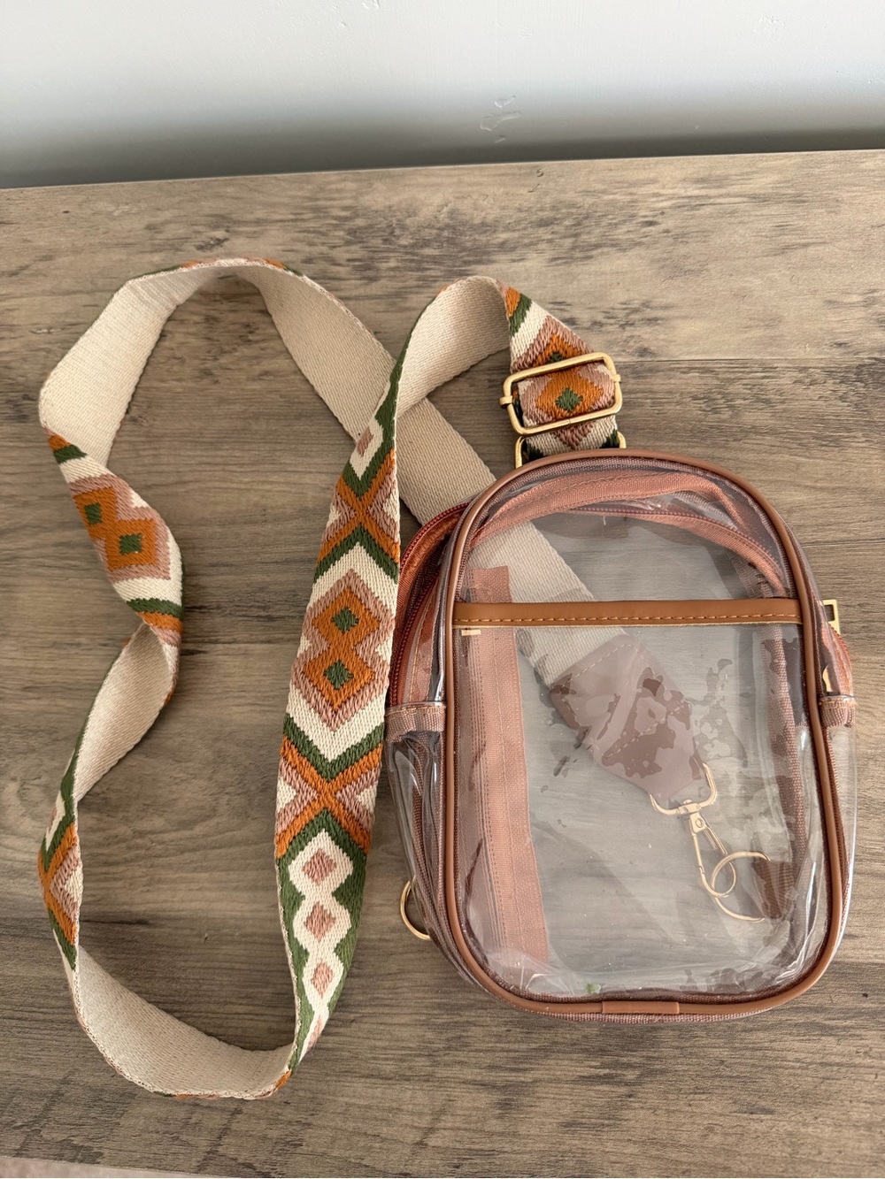 Clear Stadium Concert Crossbody Bag Boho Woven Strap